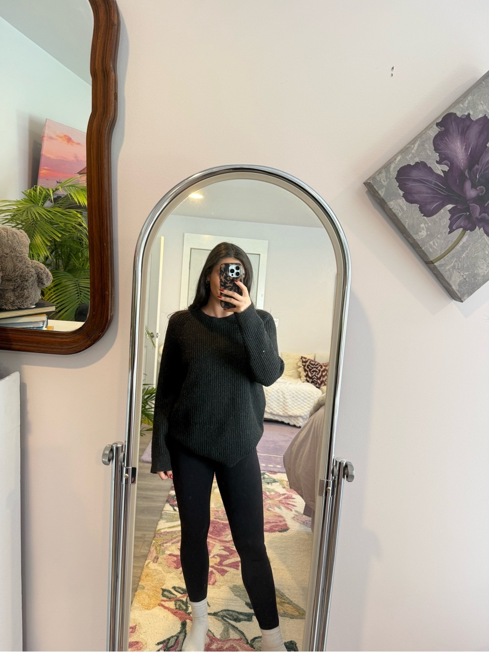 bp Black Ribbed Crewneck Sweater - Relaxed Knit